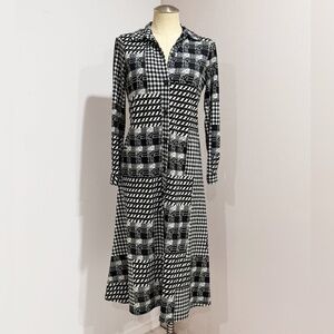 Attitudes by Renee Black & White Check Print Duster Coat or Maxi Dress Size PXS